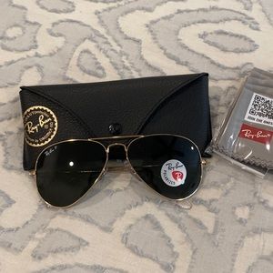 Ray Bans Polarized Aviator Large with Green Lens